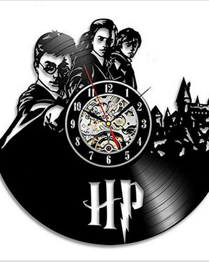 Magical Harry Potter Retro Vinyl Record Wall Clock - Stylish Black Timepiece