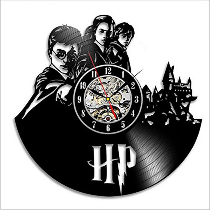 Harry Potter Vinyl Record Wall Clock - Retro Cartoon Style Black Clock