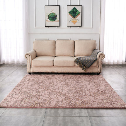 Room & Decor Luxury Machine Washable Dust Pink Faux Fur Area Rug