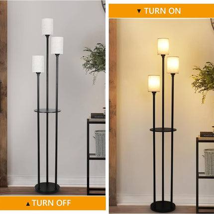 Room and Decor Modern 3-Light Floor Lamp with Shelves & Foot Switch