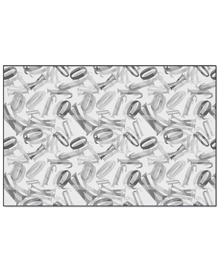 Customizable Monochrome Non-Slip Polyester Floor Mat with Chic Black Border