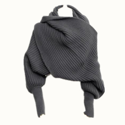 Peekaboo Studio Women's Knitted Wool Shawl Scarf with Sleeves, Warm &