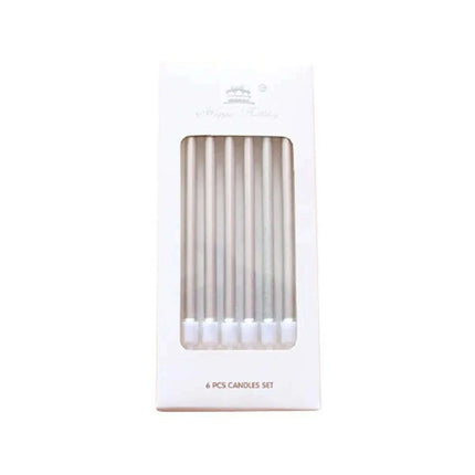 Metallic Birthday Candle Set - 6pcs Chrome Gold & Silver Cake Decorations for Weddings and Baby Showers
