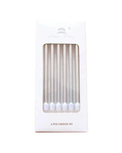 Metallic Birthday Candle Set - 6pcs Chrome Gold & Silver Cake Decorations for Weddings and Baby Showers