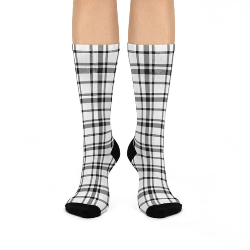 Cozy Plaid Print Crew Socks for Everyone - One Size Fits All