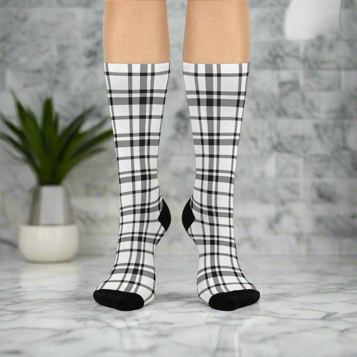 Plush Plaid Pattern Crew Socks - Unisex Comfort Fit