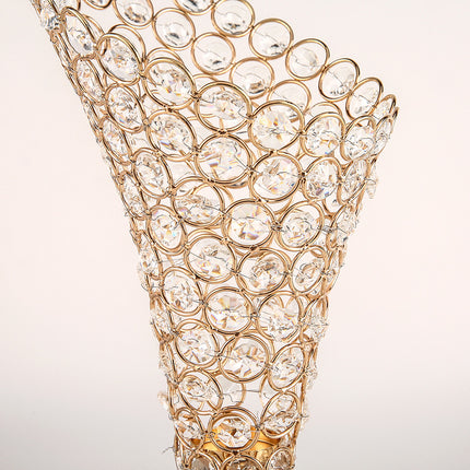 Golden Metal Rhinestone Candle Holder Chandelier for Home Decor – 17cm Dia x 37cm