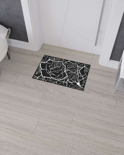 Customizable Elegant Black and White Floral Non-Slip Mat