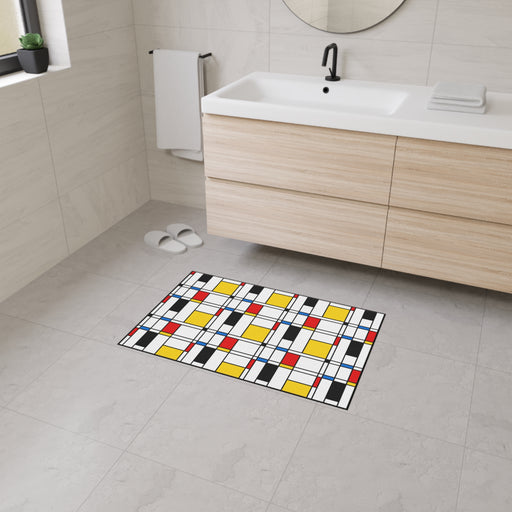 Elite Luxe Abstract Geometric Floor Mat - Opulent Polyester Décor Piece