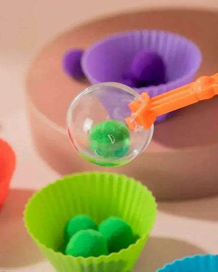 Rainbow Woodland Montessori Educational Toy - Wood & Wool Learning Board