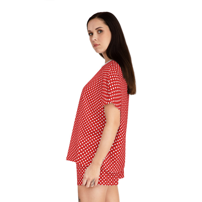 Women's Short Pajama Set - Red Polka