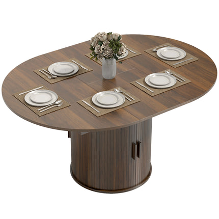 Extending Dining Table With Hidden Extension Leaves And Smooth Rails