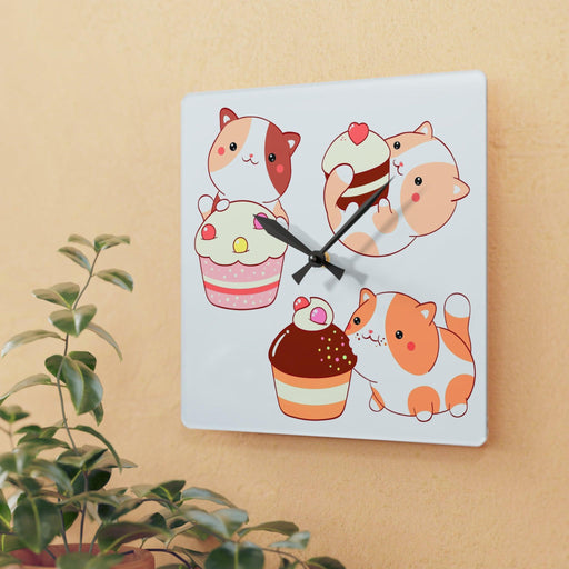 Cute little cats Wall Clocks - Round and Square Shapes, Multiple Sizes | Vibrant Prints, Keyhole Hanging Slot-Home Decor-Printify-10.75'' × 10.75'' (Square)-Très Elite