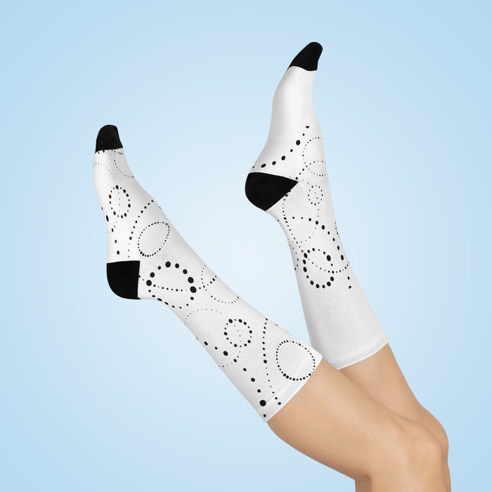 Stylish Monochrome Geometric Crew Socks - Luxurious Comfort for All-Day Wear