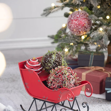 Room & Decor Distressed Iron Christmas Sleigh Decoration, 14.5"H