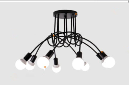 Iron Art Creative Minimalist Ceiling Lamp Iron Tube Chandelier