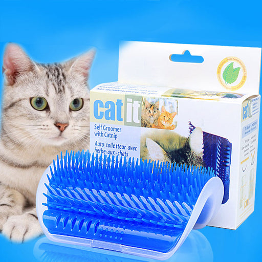 Cat Grooming Brush with Catnip - Multipurpose Pet Massage and Itch Relief Device