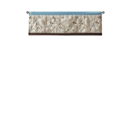 Room and Decor Embroidered Blue Window Valance, 50x18", Polyester Fabr