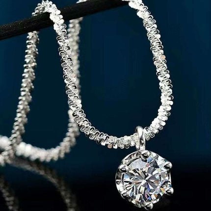 Radiant Sterling Silver Pendant Necklace with 1 Carat Lab-Created Diamond