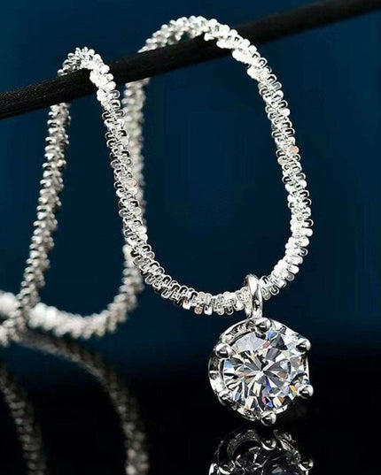 Radiant Sterling Silver Pendant Necklace with 1 Carat Lab-Created Diamond