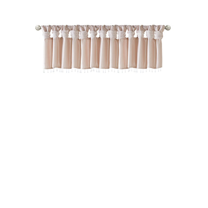 Room and Decor Lightweight Faux Silk Valance with Beads, Blush 50x26