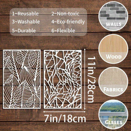 Nature's Touch: 16-Piece Reusable Stencil Set for Artistic Home Transformations