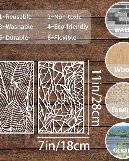 Nature's Touch: 16-Piece Reusable Stencil Set for Artistic Home Transformations