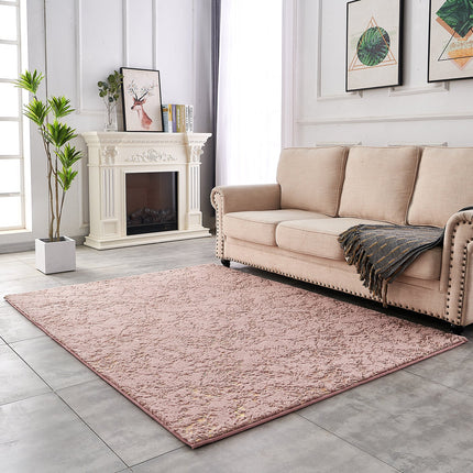 Room & Decor Luxury Machine Washable Dust Pink Faux Fur Area Rug