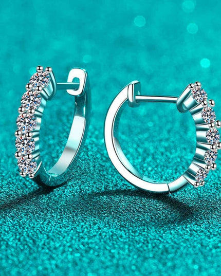 Radiant Sterling Silver Hoop Earrings with Lab-Diamonds and Rhodium Finish