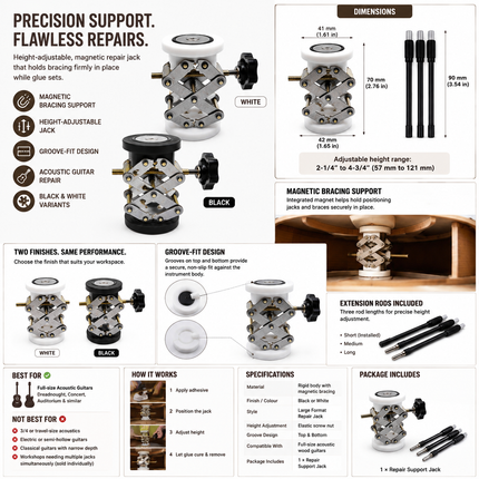 Acoustic Guitar Soundboard Repair Jack — Magnetic Bracing Support Tool Guitar Accessories large-guitar-soundboard-back-crack-repair-support-jack-magnetic-bracing-repair-tool-for-acoustic-wood-guitar-restoration Musical Instruments > Instrument Accessories > String Instrument Accessories > Guitar Accessories > Guitar Repair & Maintenance Tools