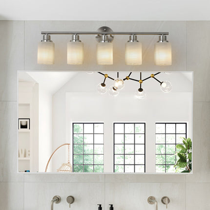 Room & Decor Modern 5-Light Vanity Wall Sconce, Brushed Nickel Finish,