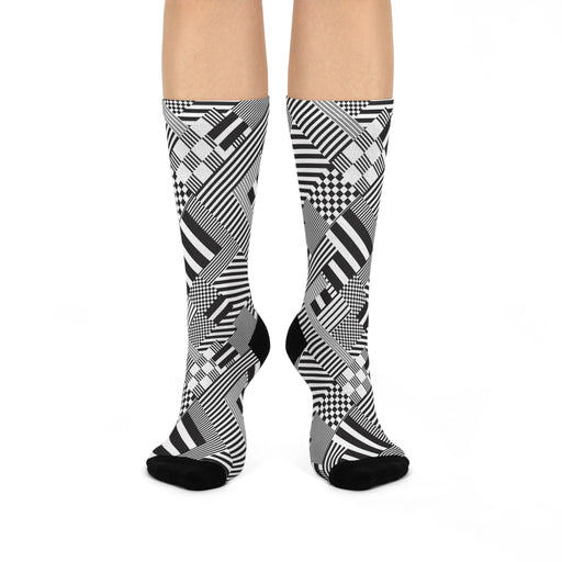 Geometric Patterned Crew Socks - Unisex One Size Fits All