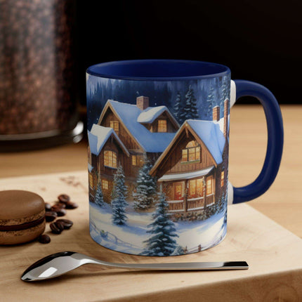 Colorful Holiday Cheer Ceramic Coffee Mug - 11oz Two-Tone Design