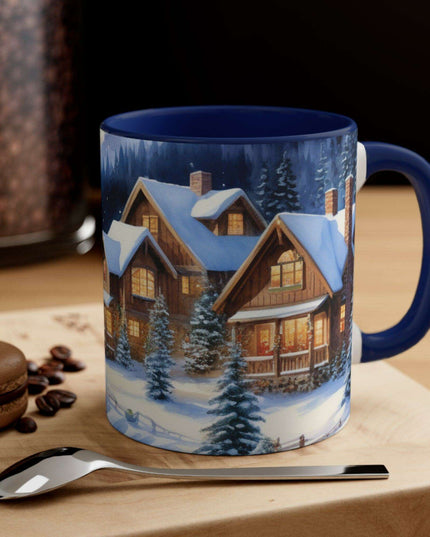 Colorful Holiday Cheer Ceramic Coffee Mug - 11oz Two-Tone Design
