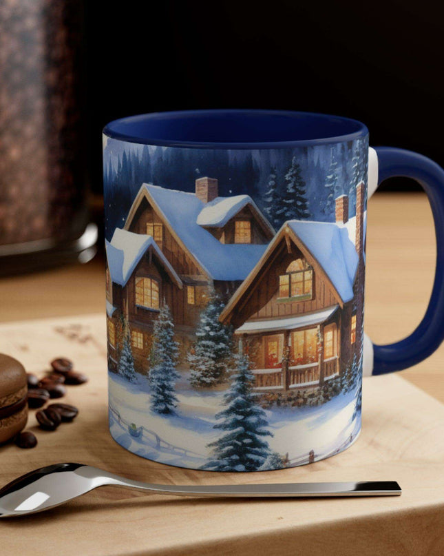 Colorful Holiday Cheer Ceramic Coffee Mug - 11oz Two-Tone Design