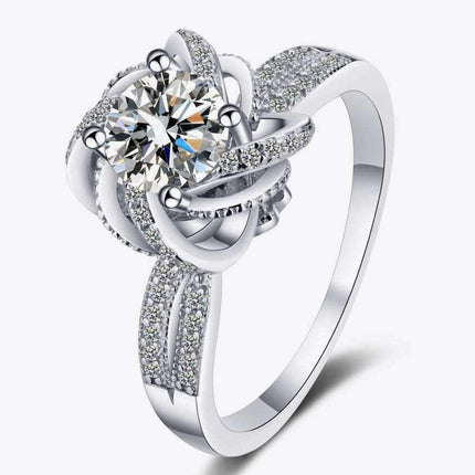 Exquisite 1 Carat Moissanite Sterling Silver Ring with Rhodium-Plated Elegance - A Symbol of Timeless Luxury
