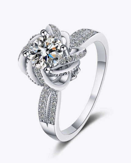Exquisite 1 Carat Moissanite Sterling Silver Ring with Rhodium-Plated Elegance - A Symbol of Timeless Luxury