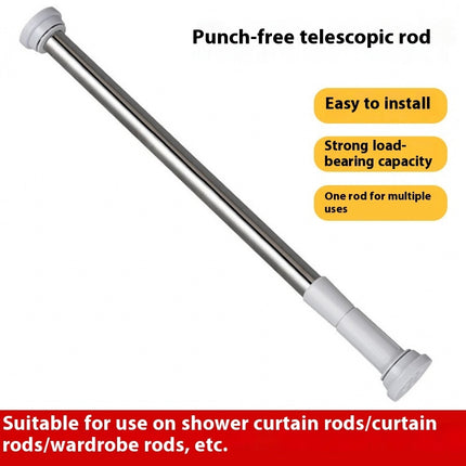 Stainless Steel Telescopic Shower Curtain Rod Punch-free Clothing Rod