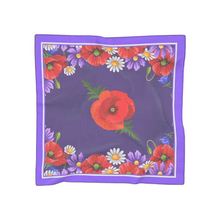 Red Poppies Floral Sheer Poly Scarf
