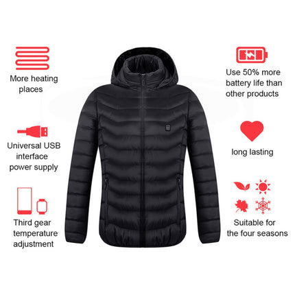 Winter Heated Jacket USB Electric Cotton Coat Zip-up Heater Thermal Cl