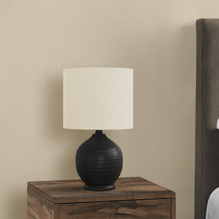 Room & Decor 17"H Transitional Black Ceramic Table Lamp with Ivory Sha