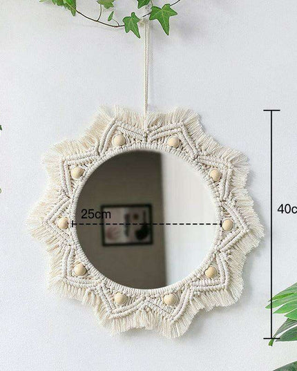 Bohemian Bliss: Artisan Cotton Tapestry with Wooden Bead Accents