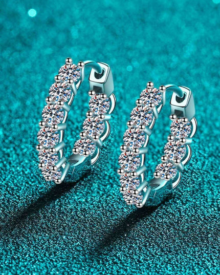 Elegant Moissanite-Studded Sterling Silver Hoop Earrings