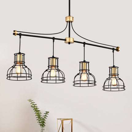 Room & Decor 40" Matte Black & Gold Linear Chandelier, 4 Lights