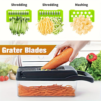 22-in-1 Manual Food Chopper – 14 Blades, Versatile Slicing