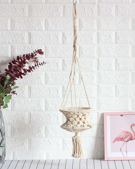 Rustic Beige Hand-Woven Macramé Plant Hanger