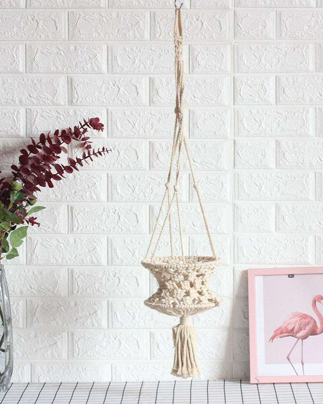 Rustic Beige Hand-Woven Macramé Plant Hanger