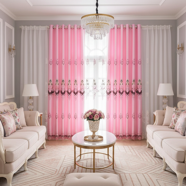 European-style Embroidered Curtain Velvet Embroidery