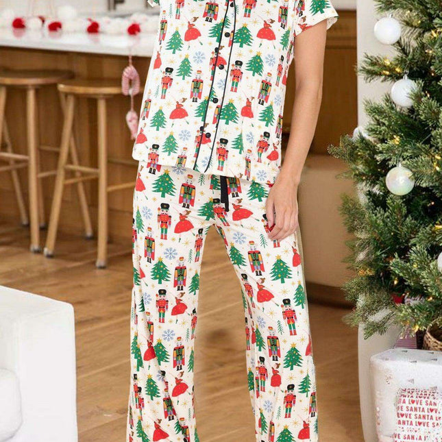 Joyful Holiday Button-Up Sleepwear Set