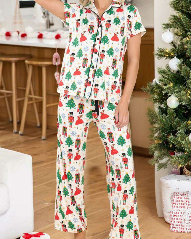 Joyful Holiday Button-Up Sleepwear Set